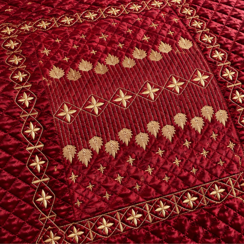 Shahnoor-Style Maroon Velvet Bridal Bed Set