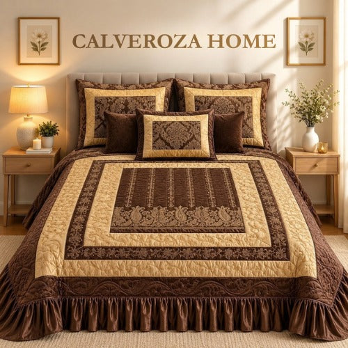Luxury Brown & Gold Bridal Bedding and Comforter Set
